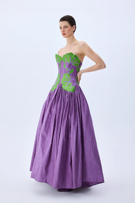 Royal Purple Silk Shantung Ball Gown