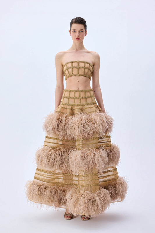 Gold Crystal Chain Crinoline