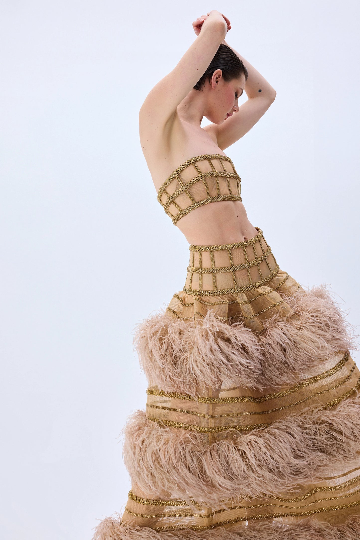 Gold Crystal Chain Crinoline