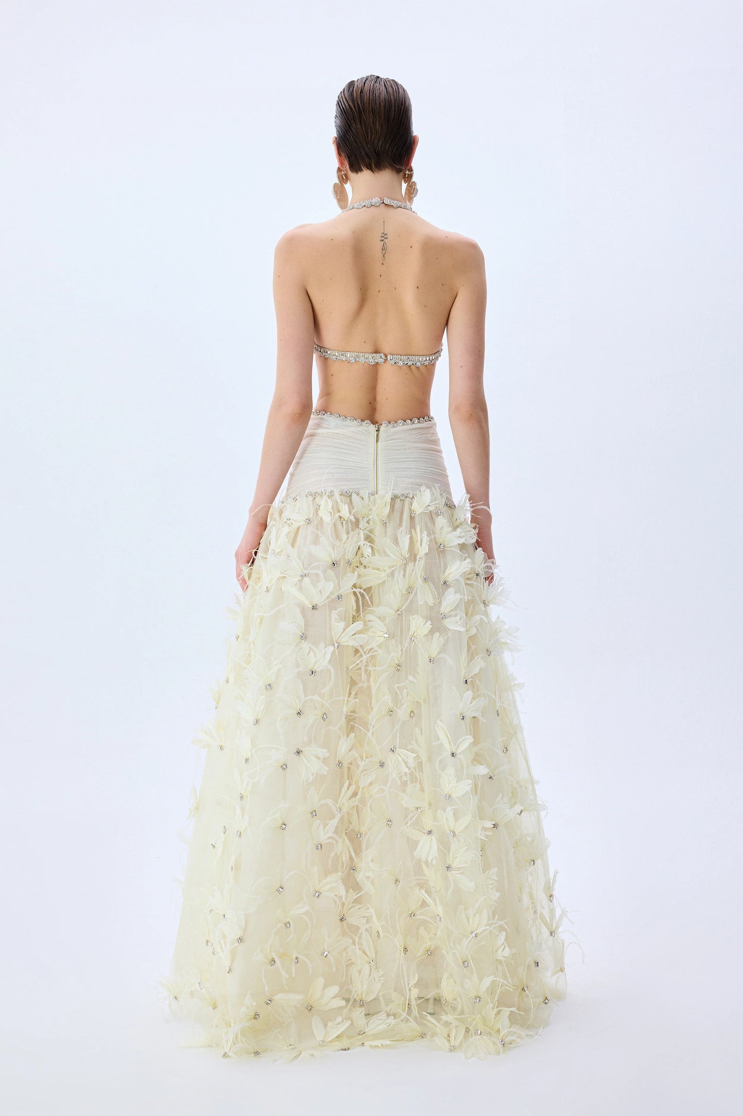 Crystal Bordered Draped Crop Top