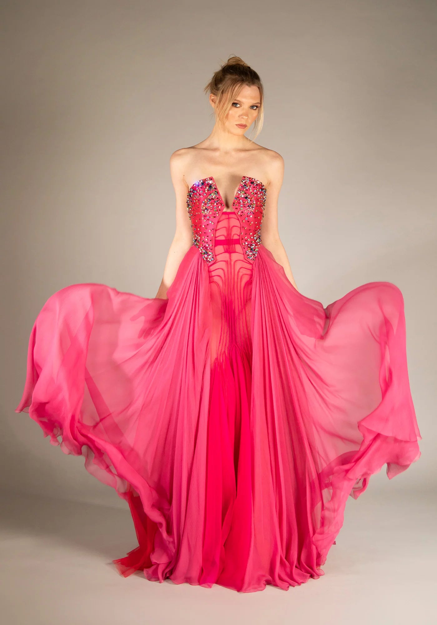 Strapless Silk Tulle Dress