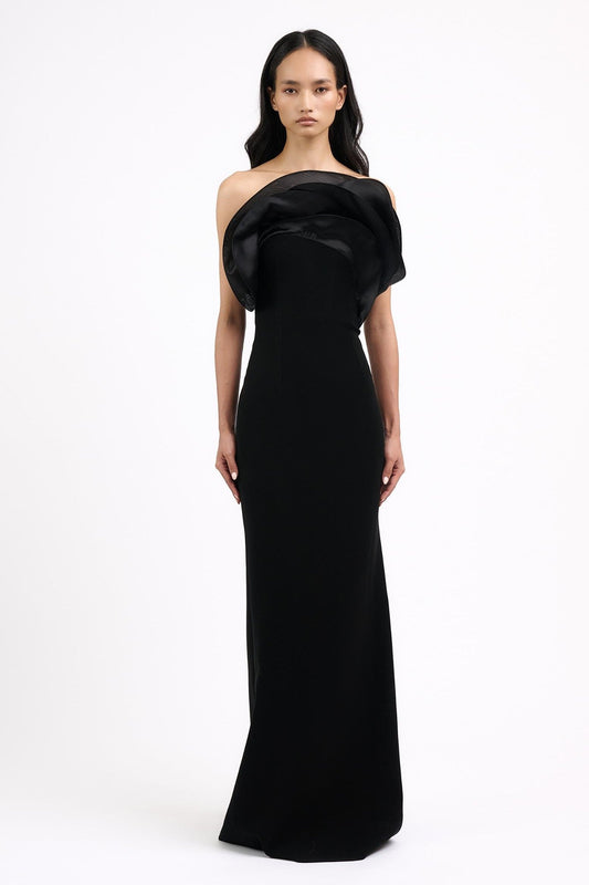 Ruffle Wave Column Gown