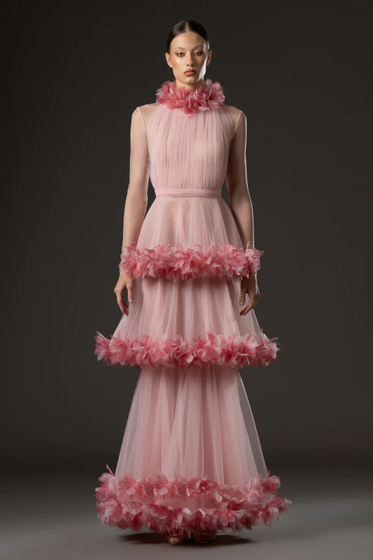 Halter Neck Layered Tulle Dress