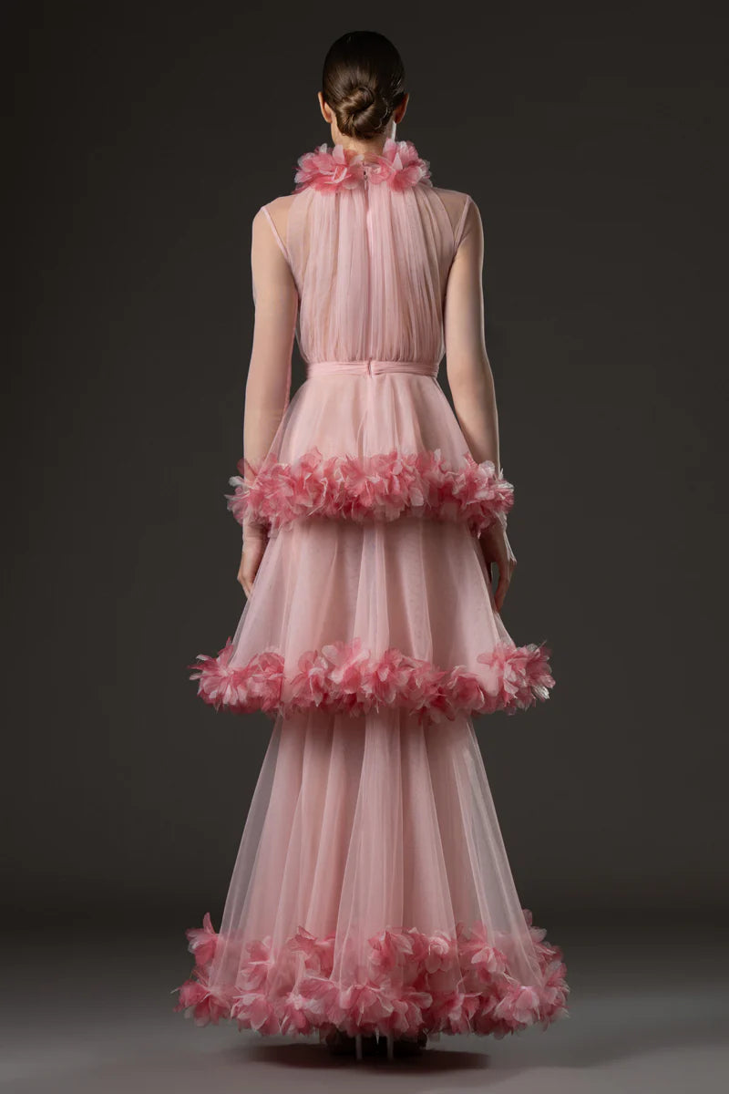 Halter Neck Layered Tulle Dress