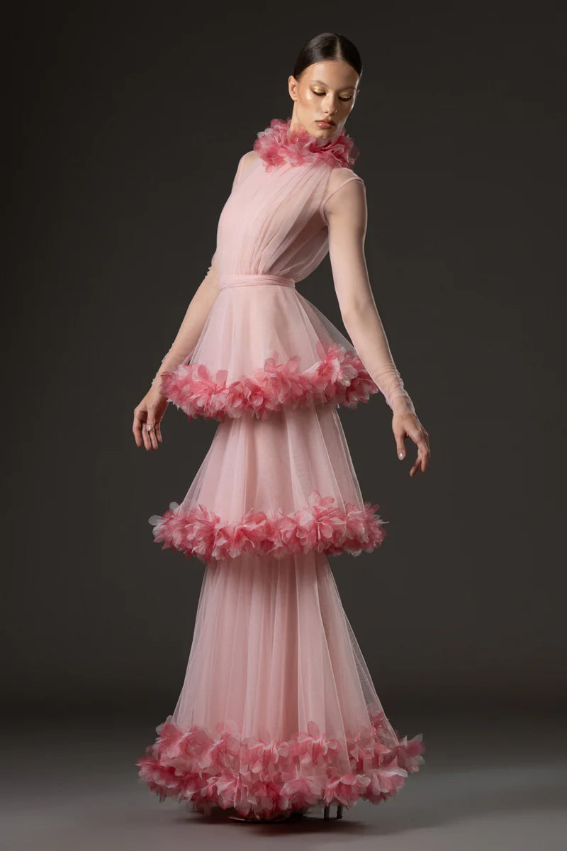 Halter Neck Layered Tulle Dress
