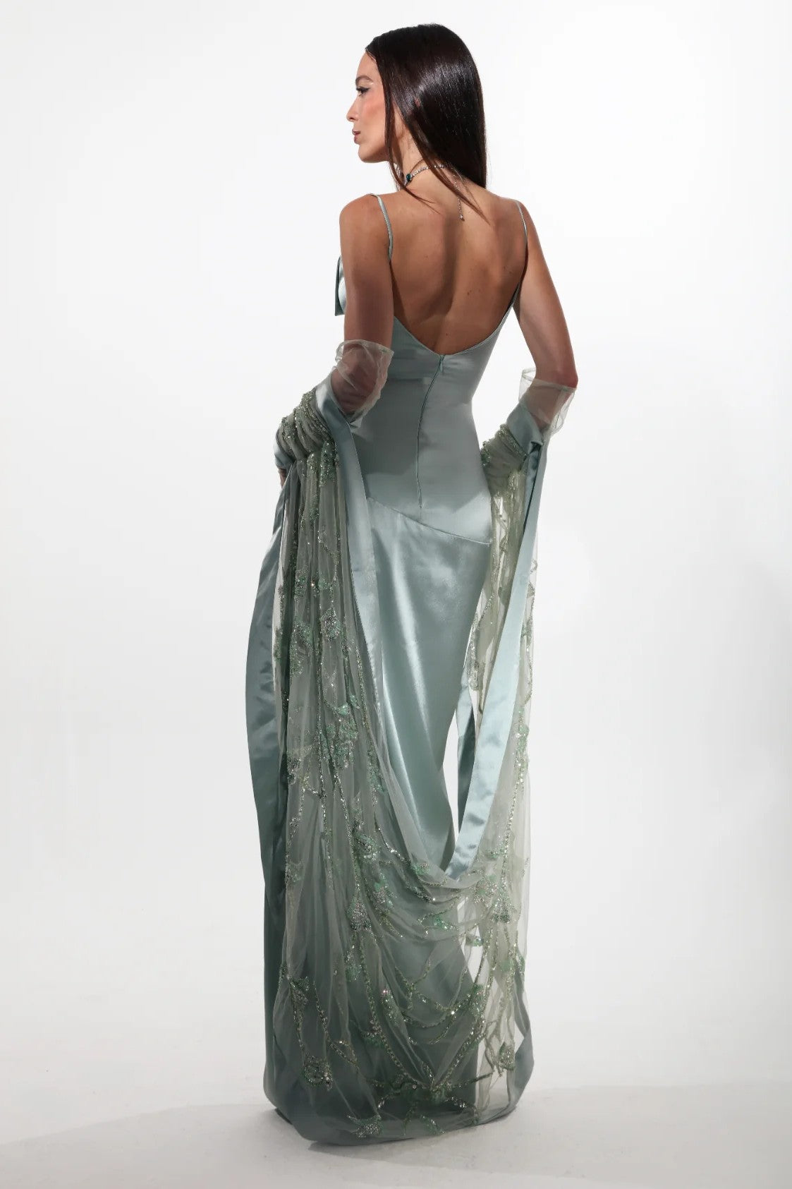 Asymmetric Satin Gown