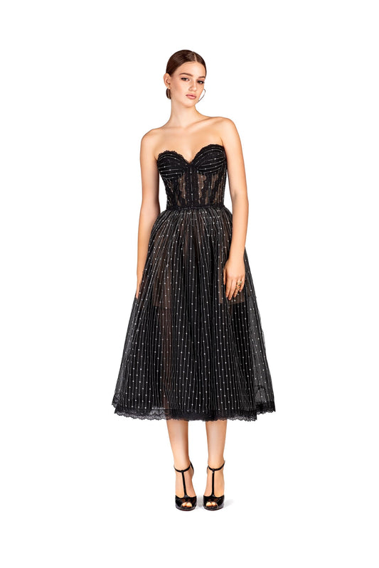 Strapless A-Line Midi Dress