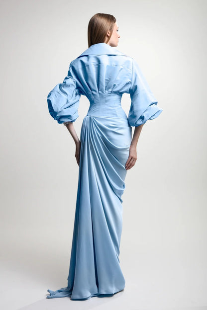 Draped Bishop Sleeve Gown