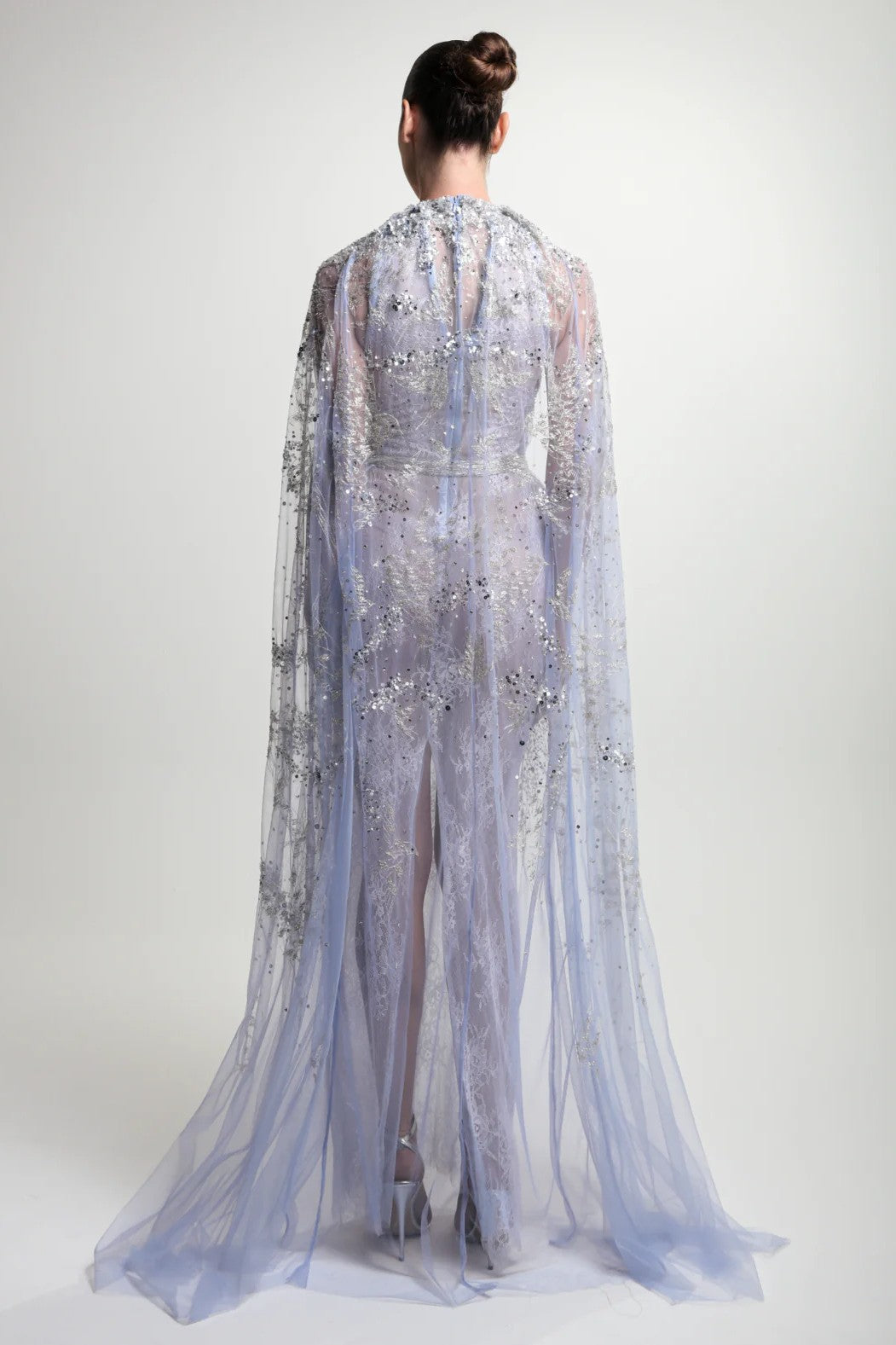 Metallic Threaded Lace Gown