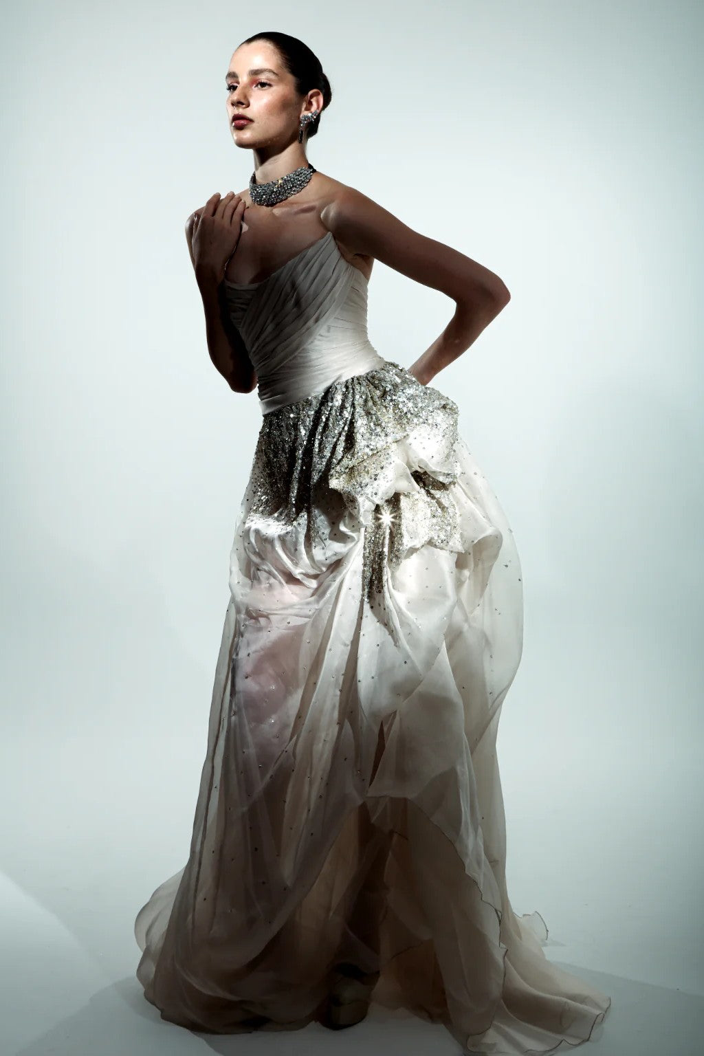 Strapless Beaded Gown