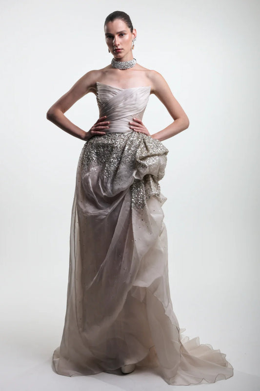Strapless Beaded Gown