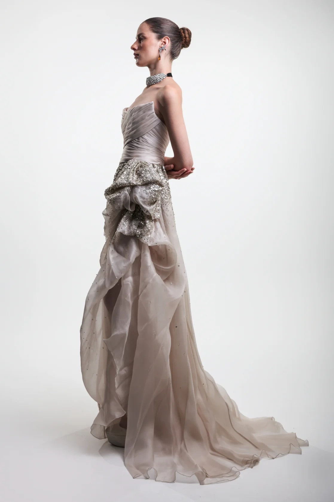 Strapless Beaded Gown
