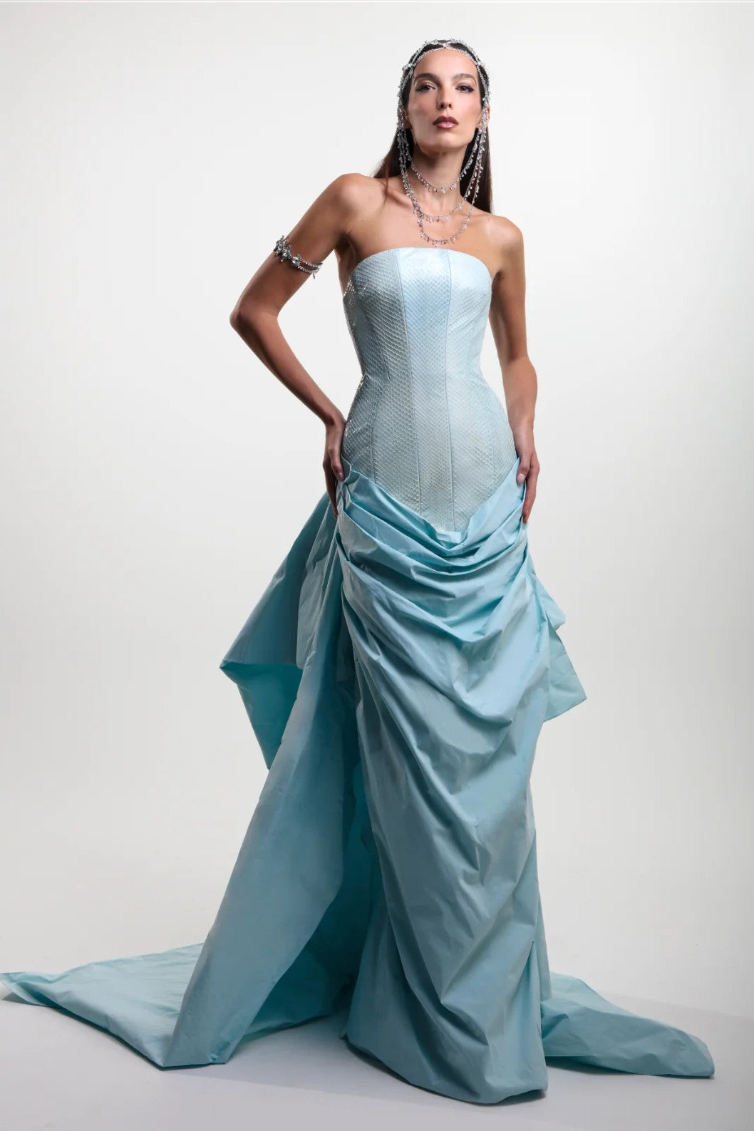 Strapless Corset Gown with Overskirt