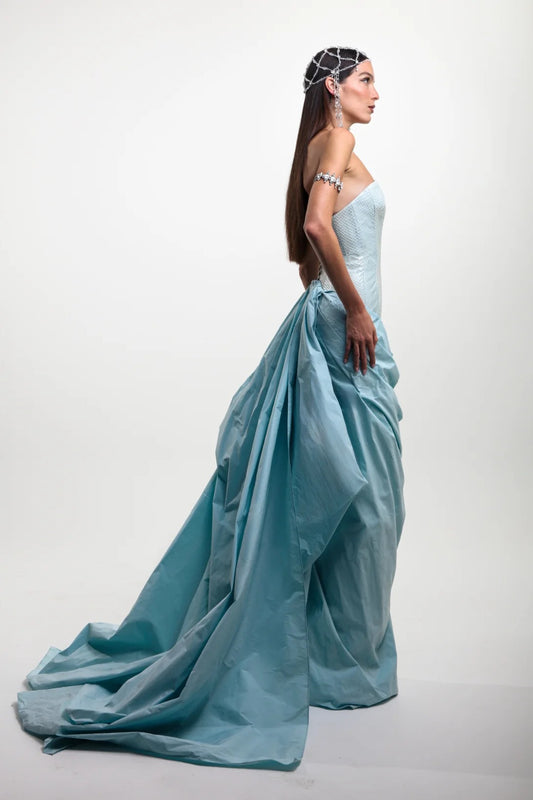 Strapless Corset Gown with Overskirt