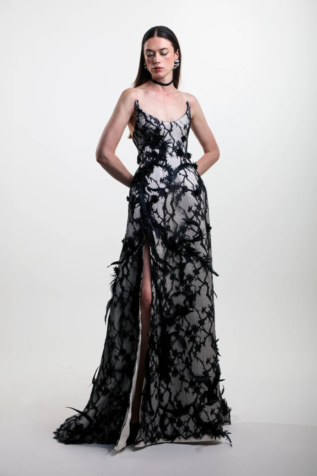Silk Lace Embroidered Gown