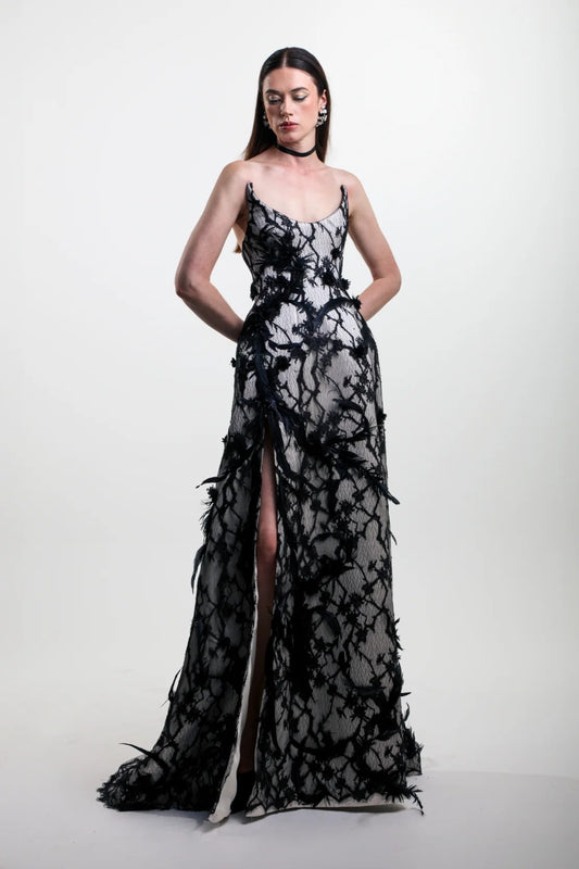 Silk Lace Embroidered Gown