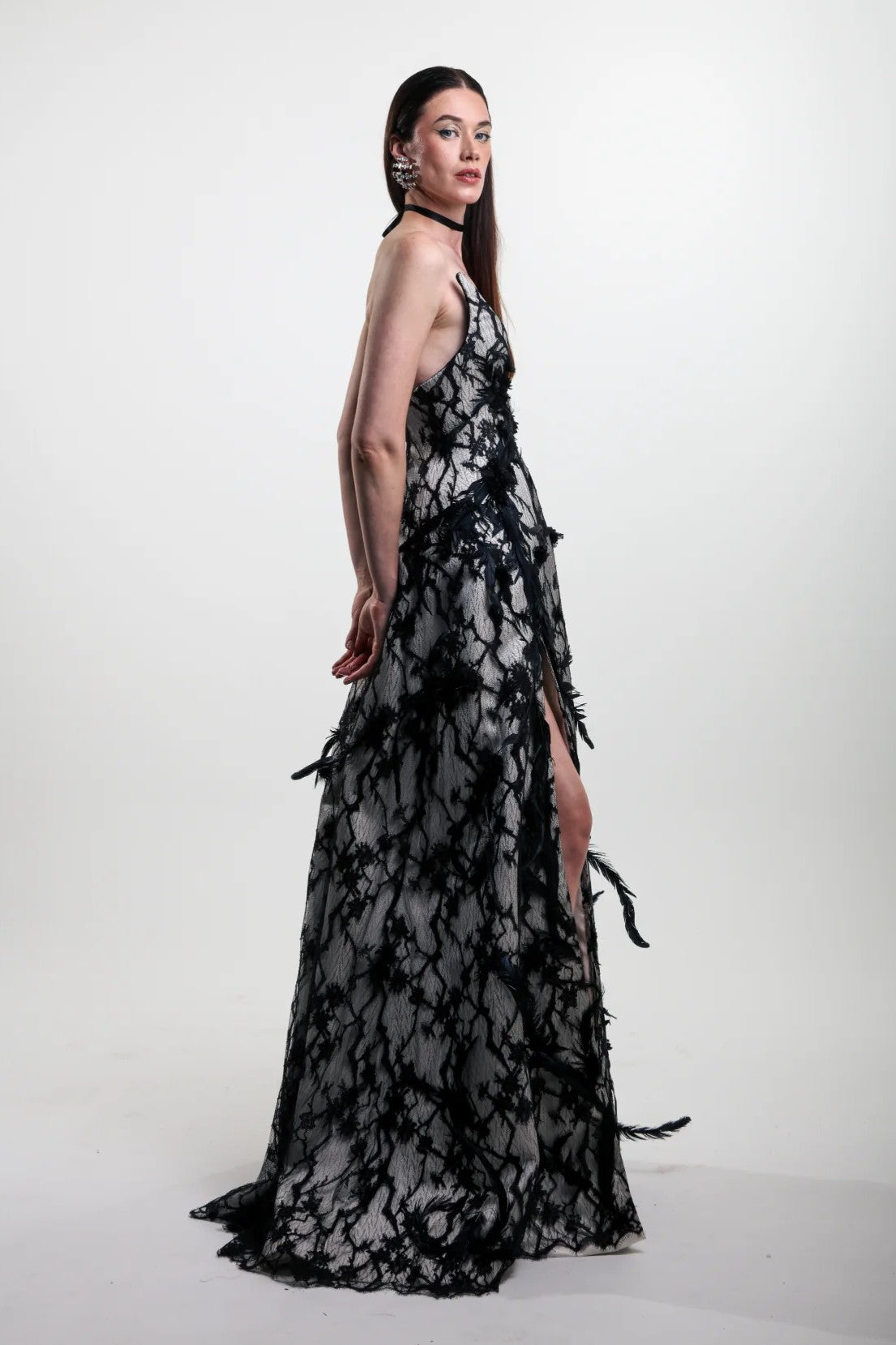 Silk Lace Embroidered Gown
