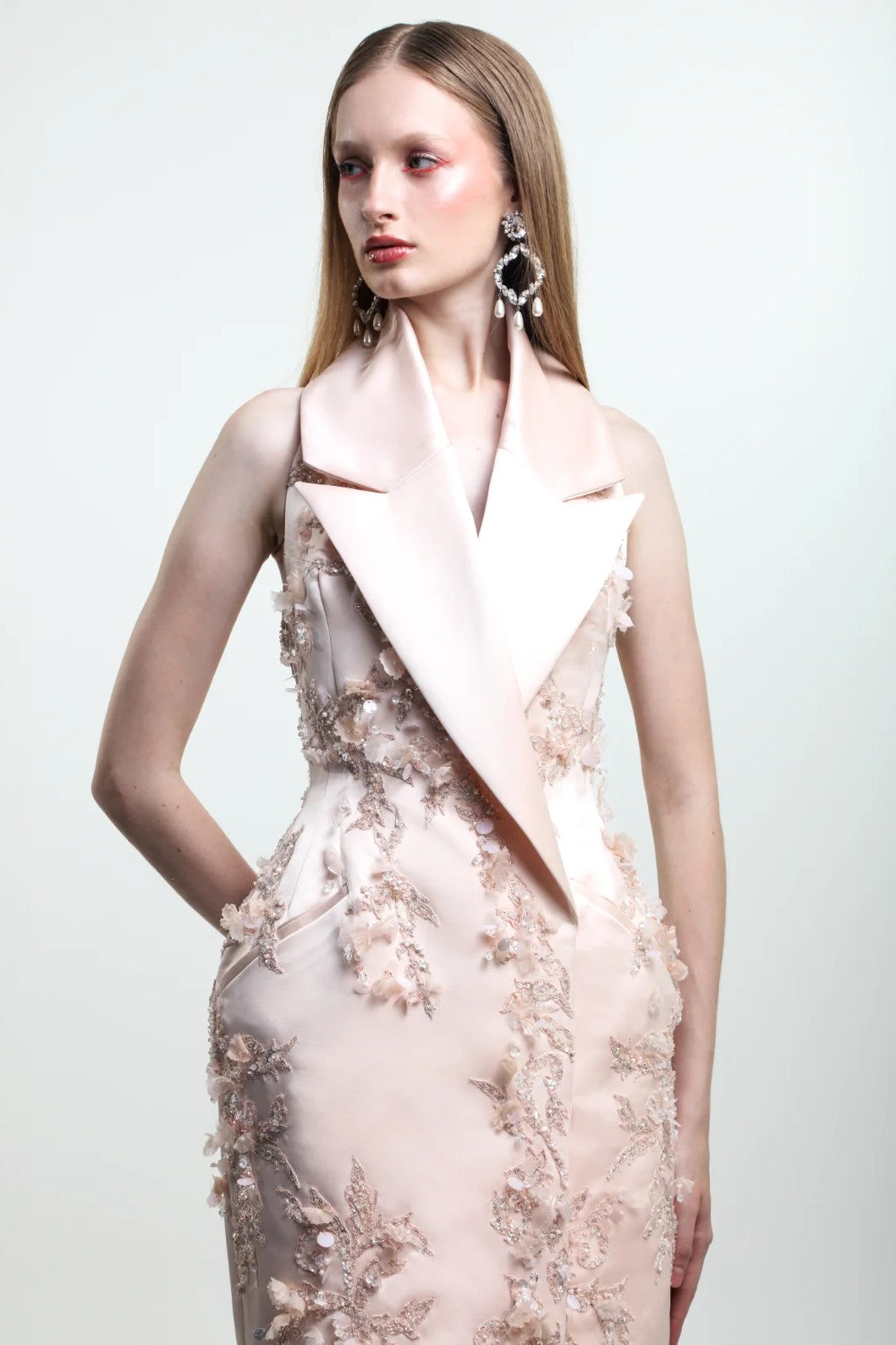 Embroidered Mermaid Coat Gown