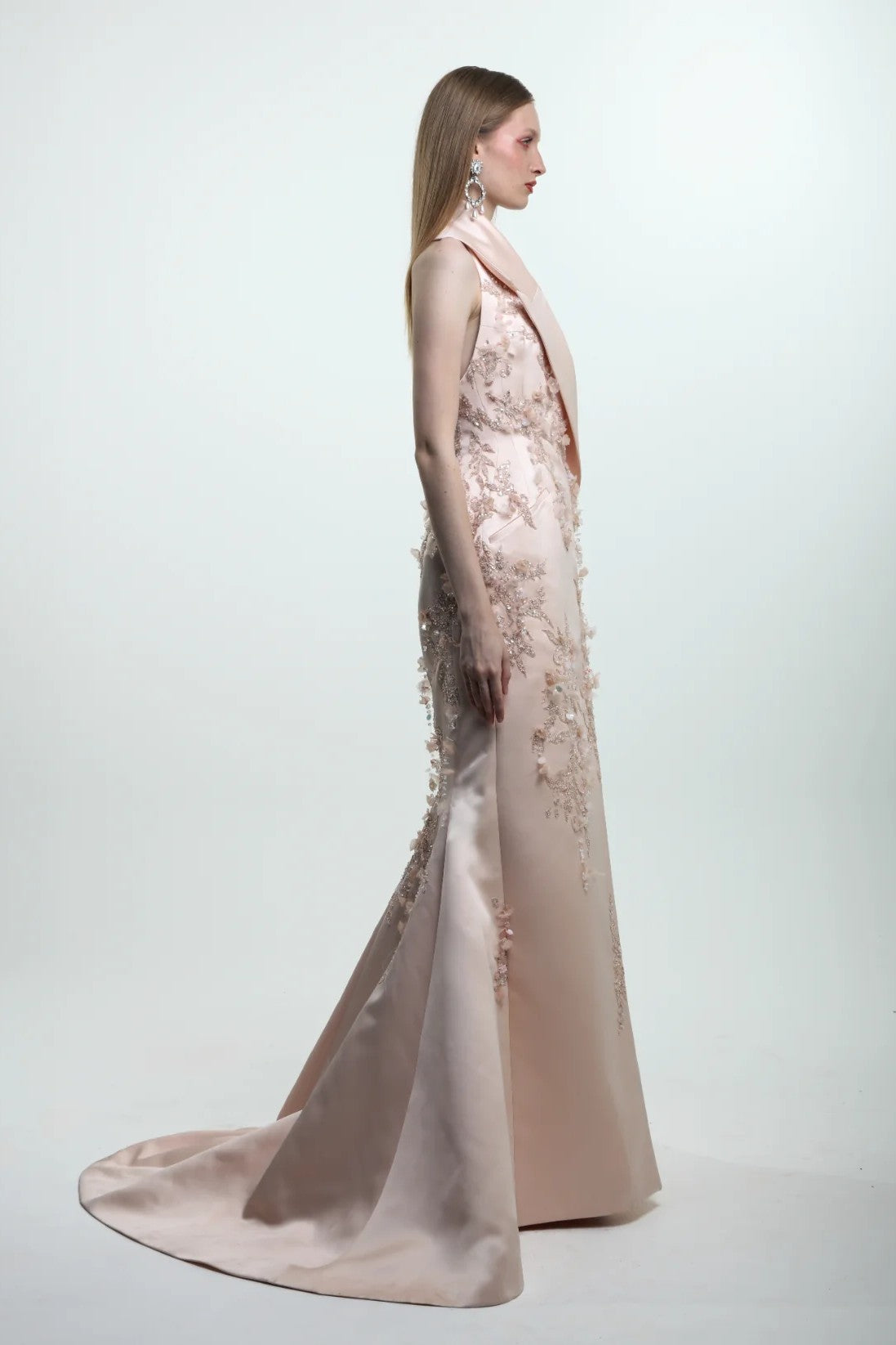 Embroidered Mermaid Coat Gown