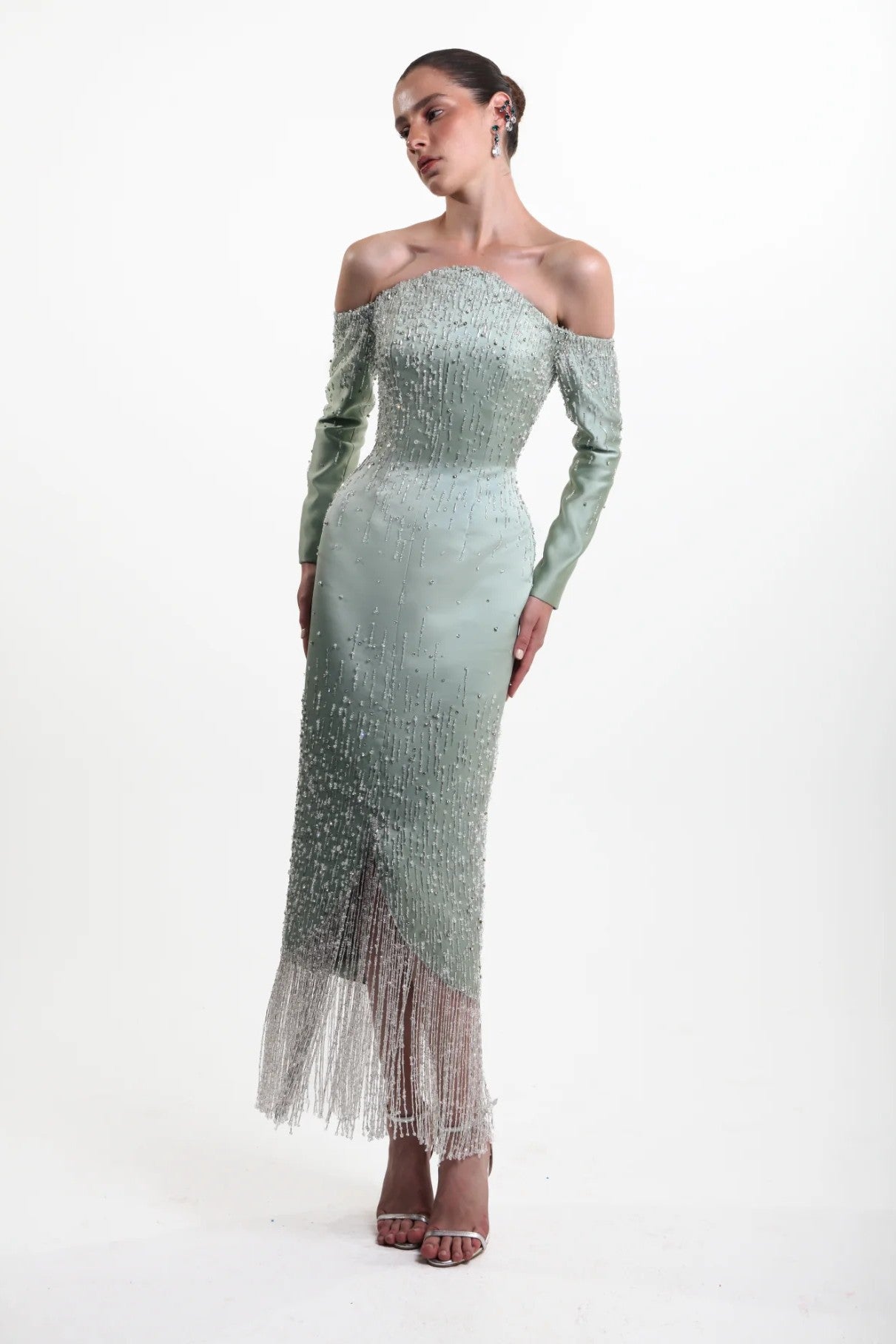 Beaded Fringe Midi Dress