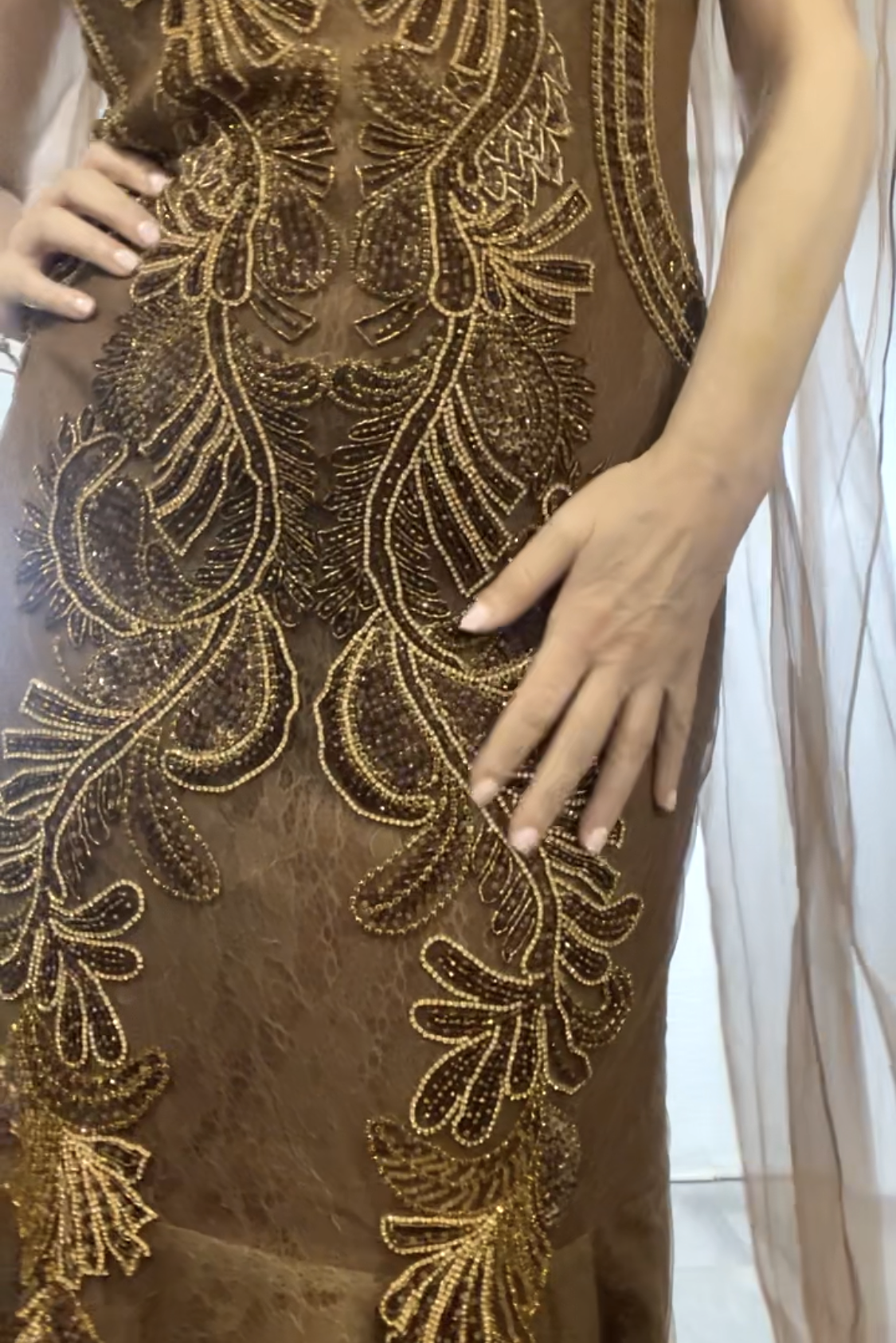 Sleeveless Beaded Mermaid Gown
