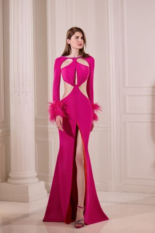 Long Sleeve Cutout Gown