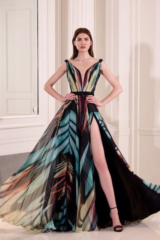 Sleeveless Printed Gown