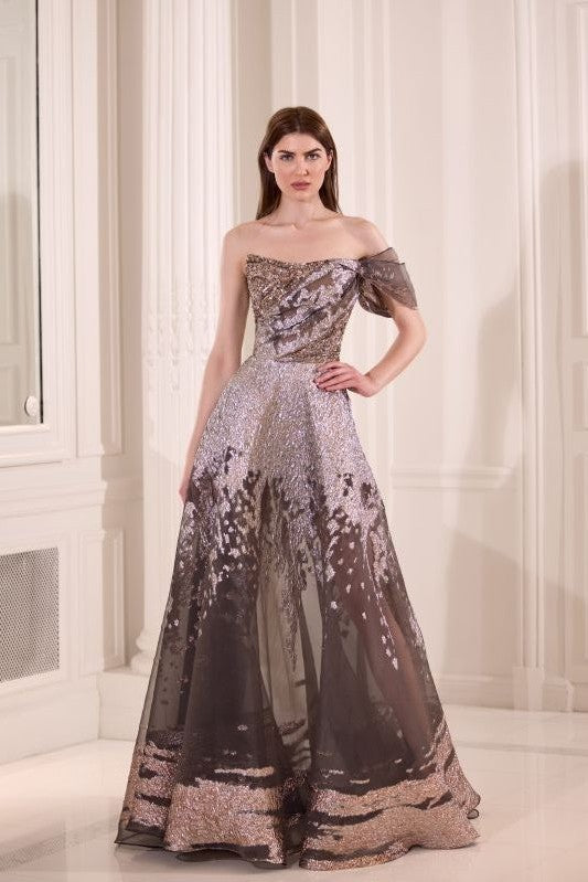 Metallic A-Line Gown