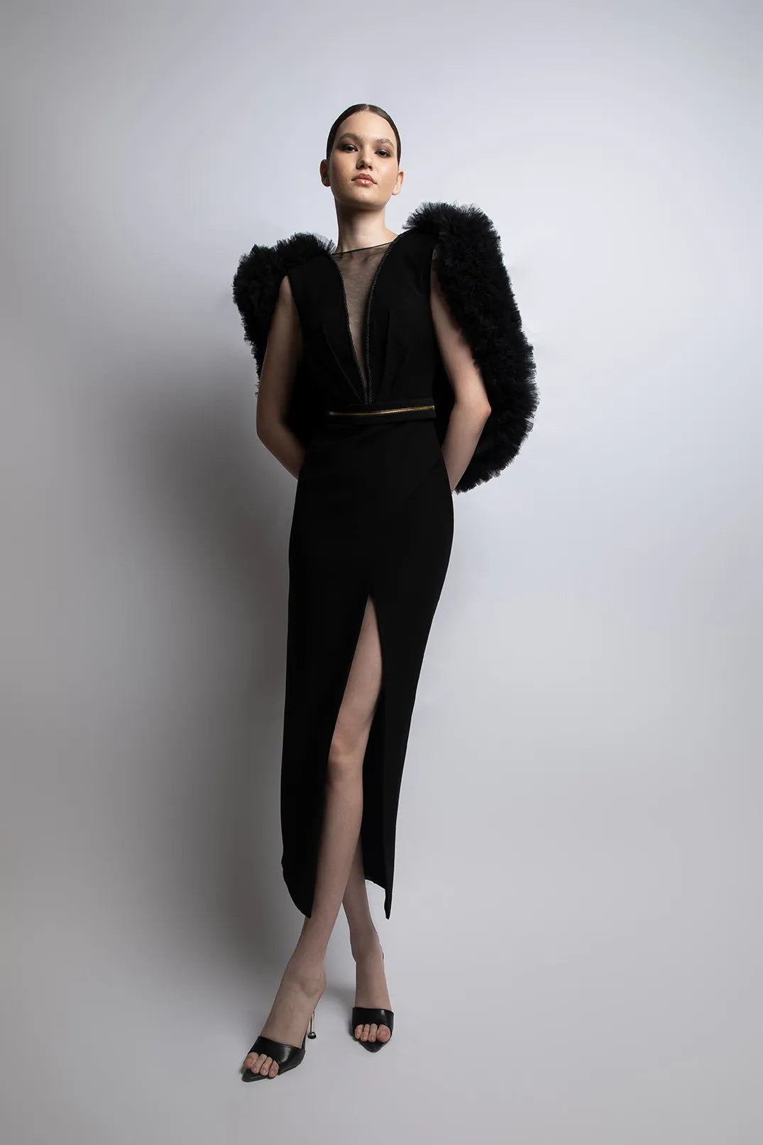 Cape Sleeve Midi Dress