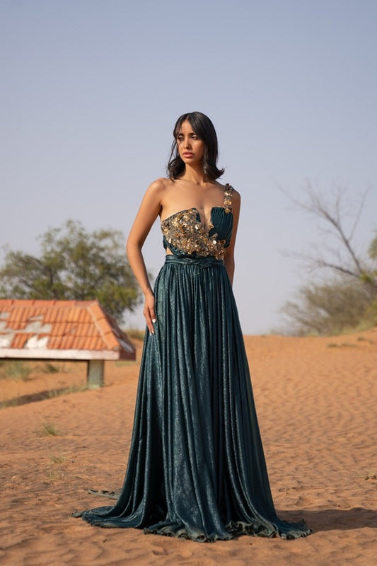One-Shoulder Grecian Gown