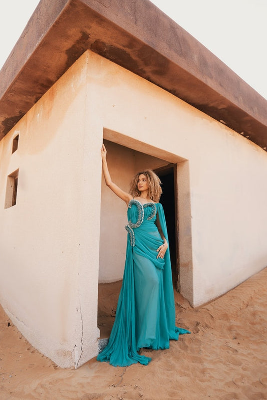 Asymmetrical Draped Gown