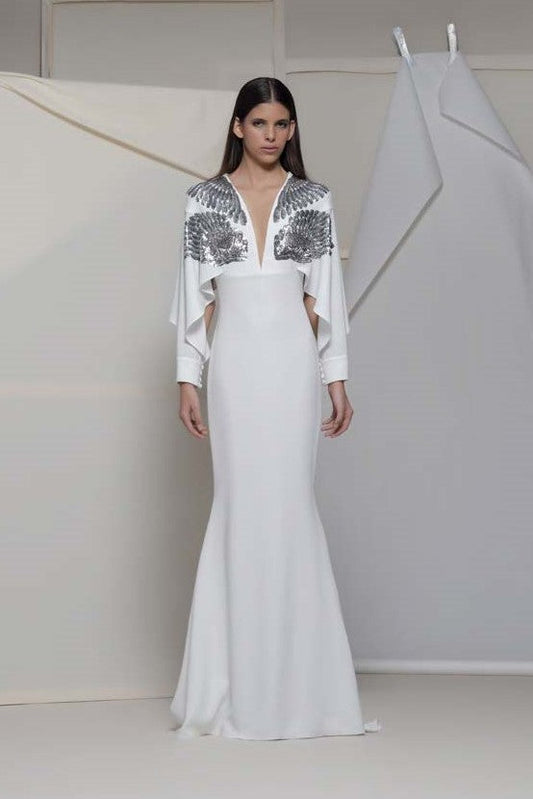 Andezeno Long Sleeve Embellished Gown