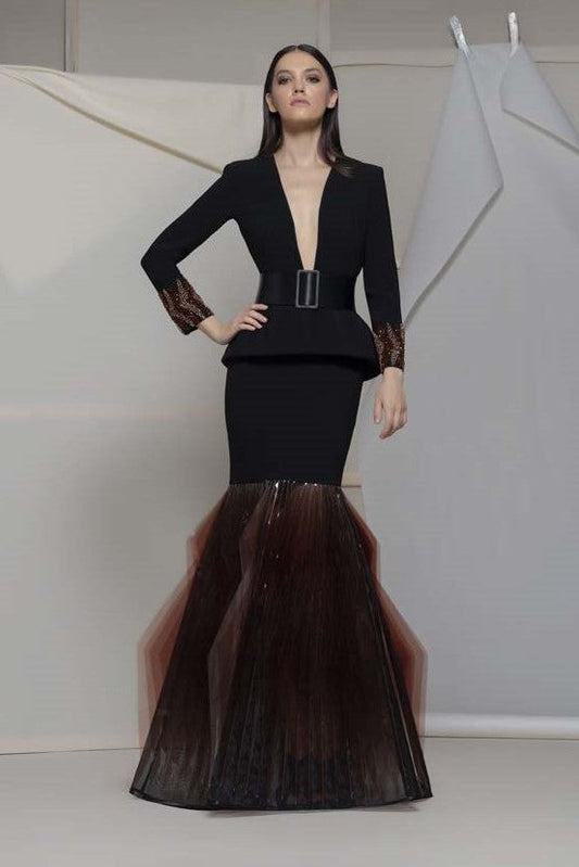 Altopiano Long Sleeve Trumpet Gown