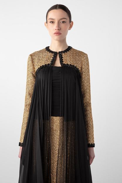 Tweed Jacket Cape Gown