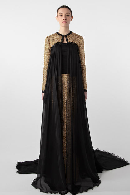 Tweed Jacket Cape Gown