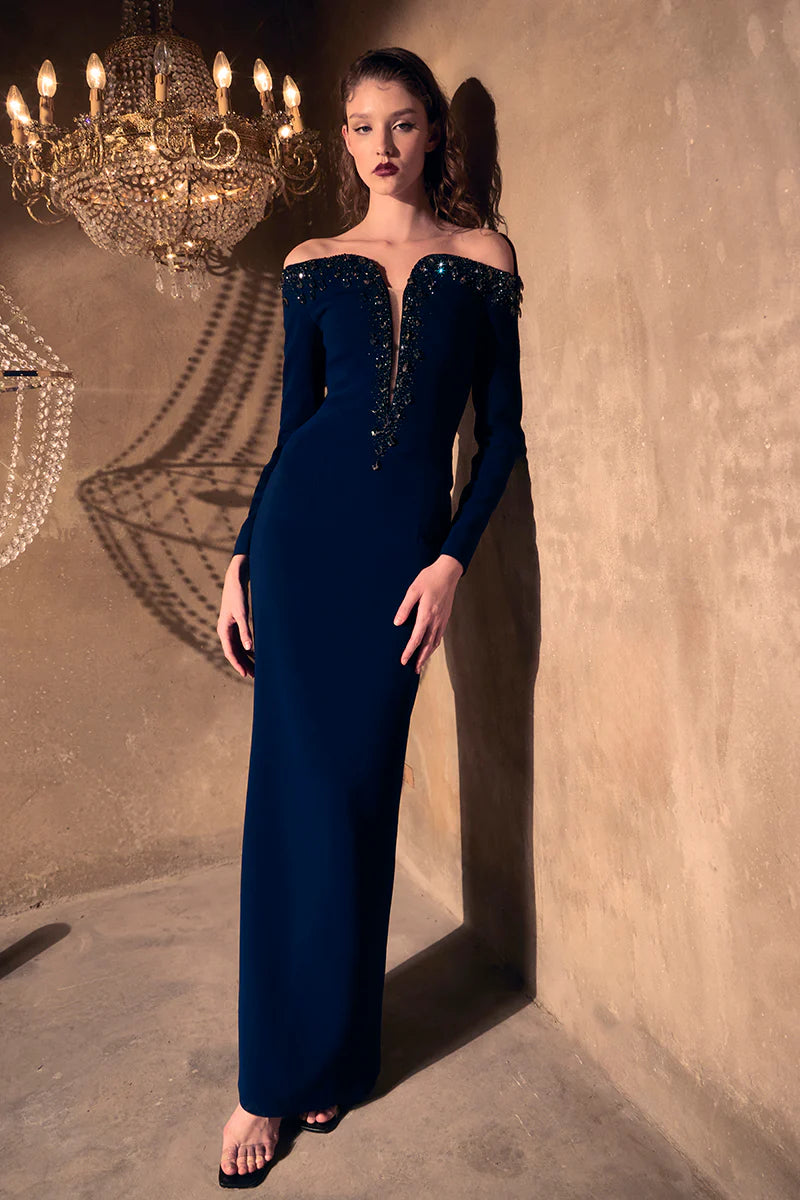 Structured Blue Crêpe Dress