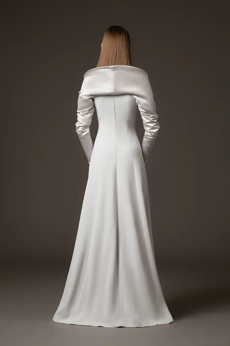 Halter Neck Light Grey Crêpe Dres