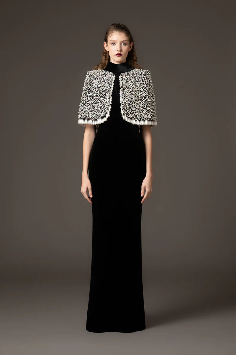 Black Velvet Dress with Bolero