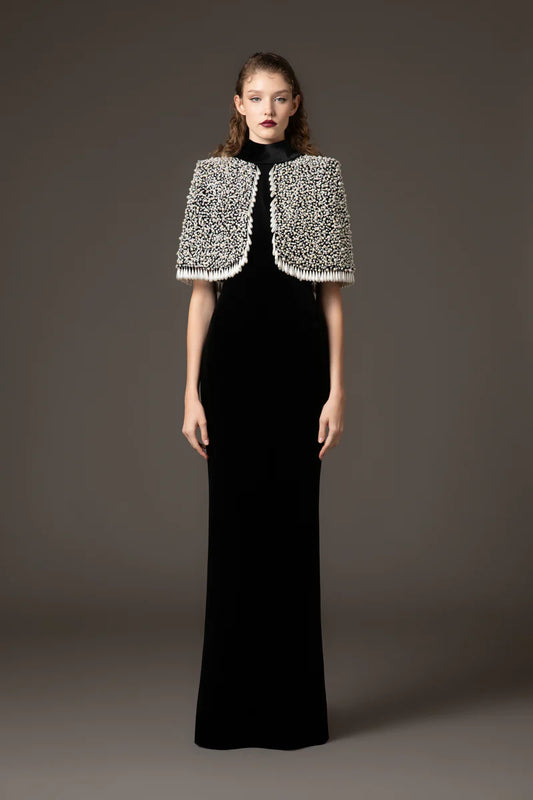 Black Velvet Dress with Bolero
