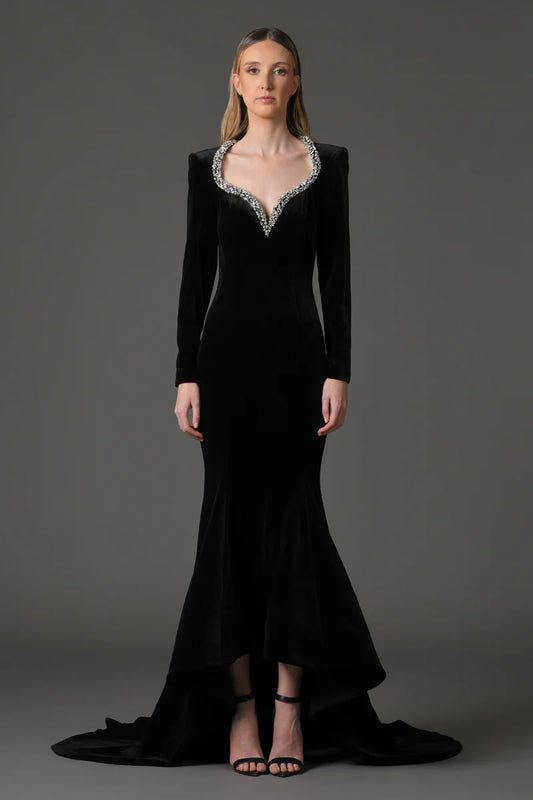 Velvet Black Mermaid Dress