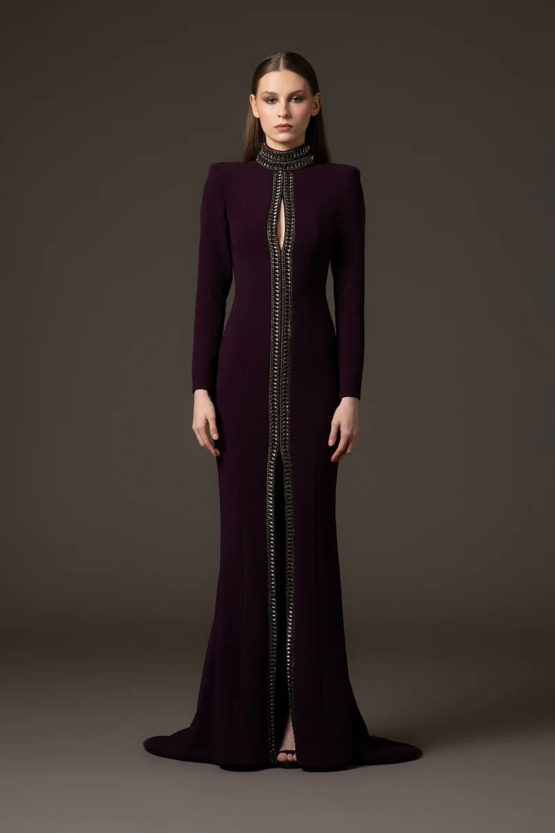Burgundy Mermaid Crêpe Dress