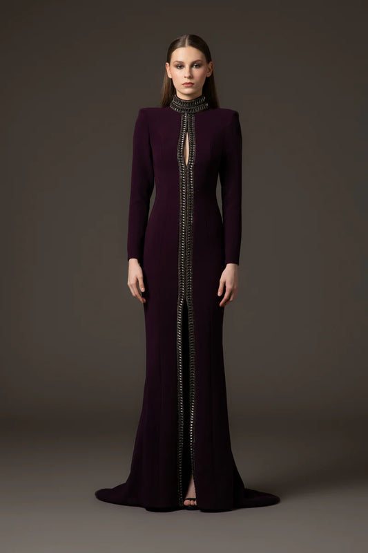 Burgundy Mermaid Crêpe Dress