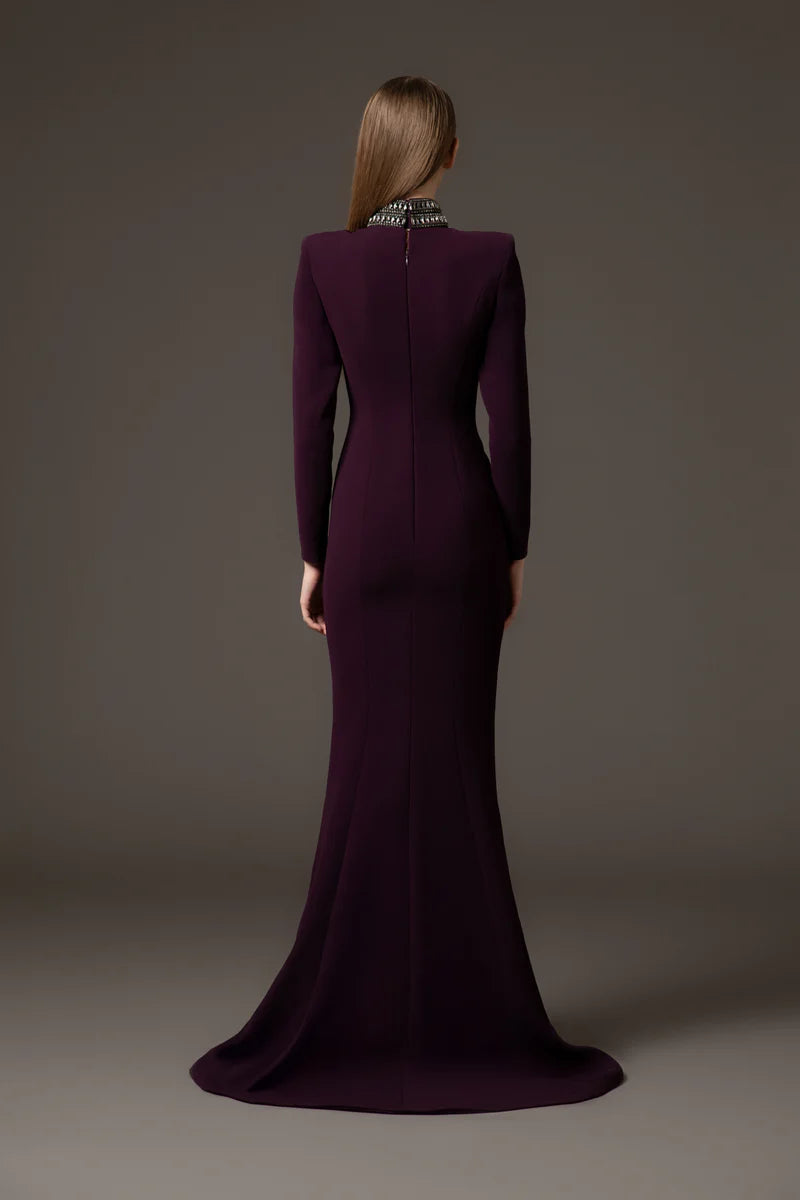 Burgundy Mermaid Crêpe Dress