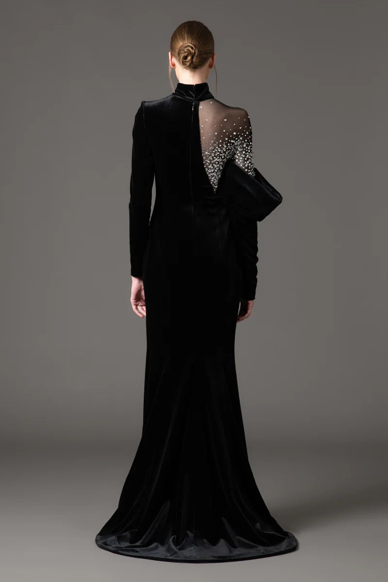 Velvet Black Asymmetric Dress