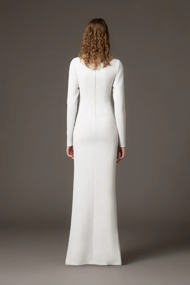Crêpe Dress with Baguette Embroidery