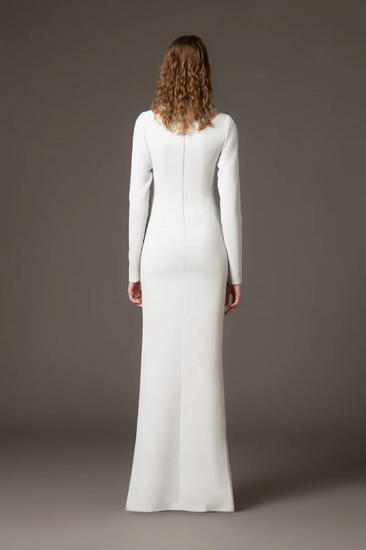 Crêpe Dress with Baguette Embroidery