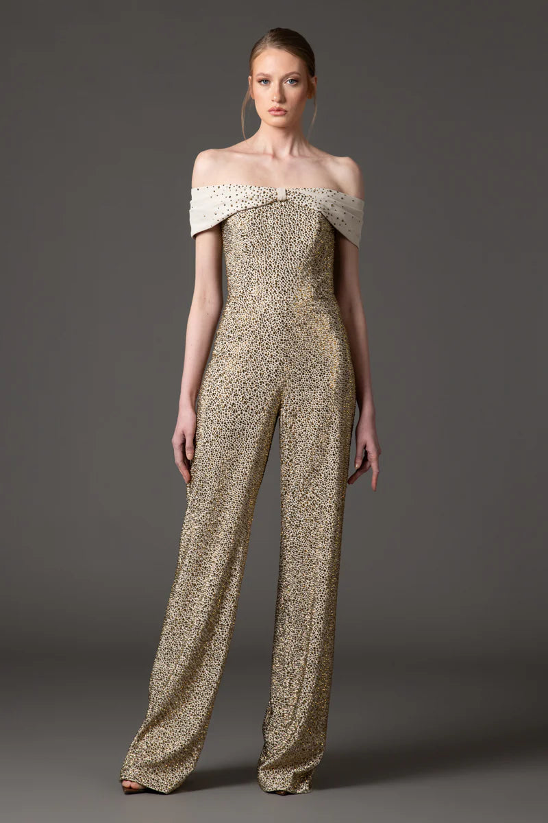 Embroidered Off The Shoulder Jumpsuit