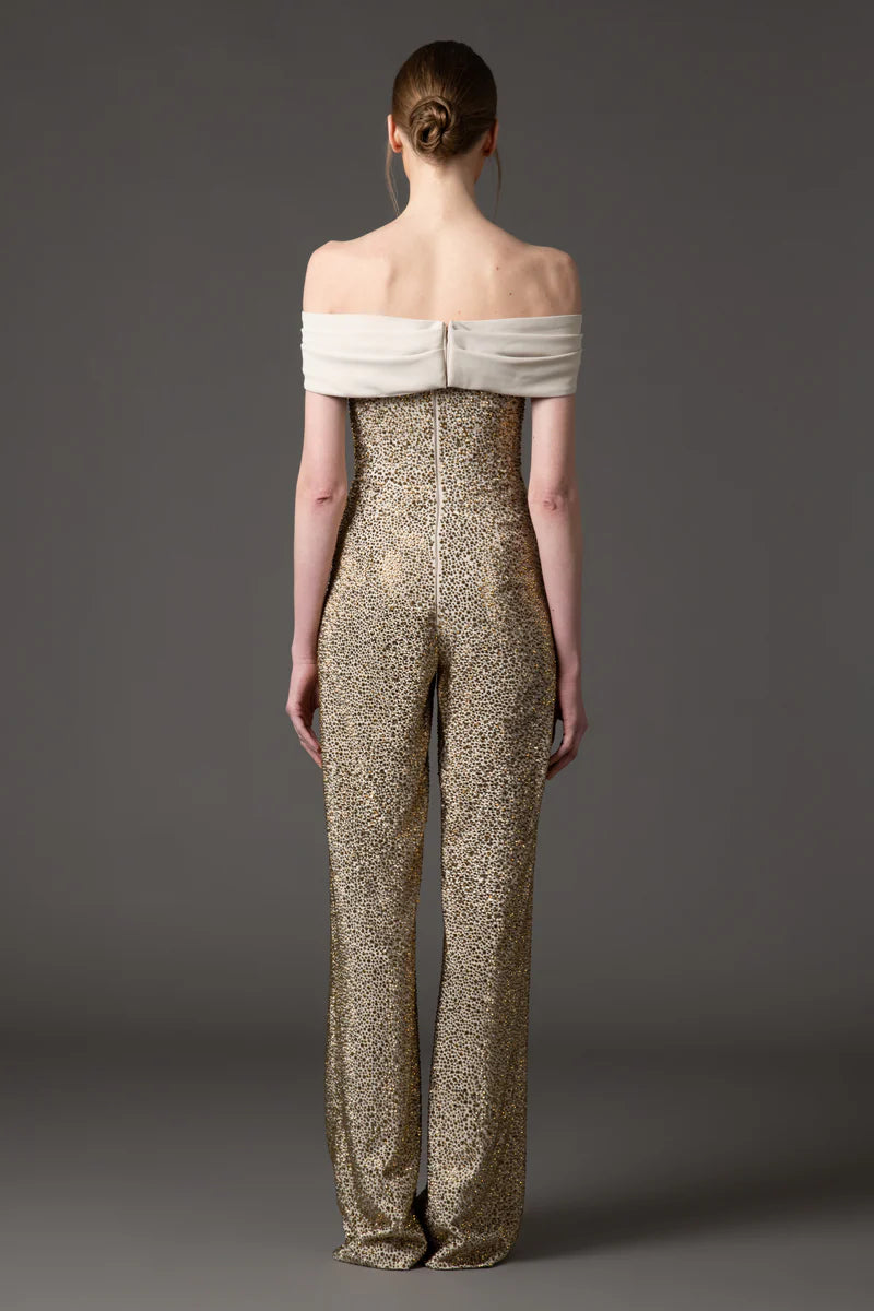 Embroidered Off The Shoulder Jumpsuit
