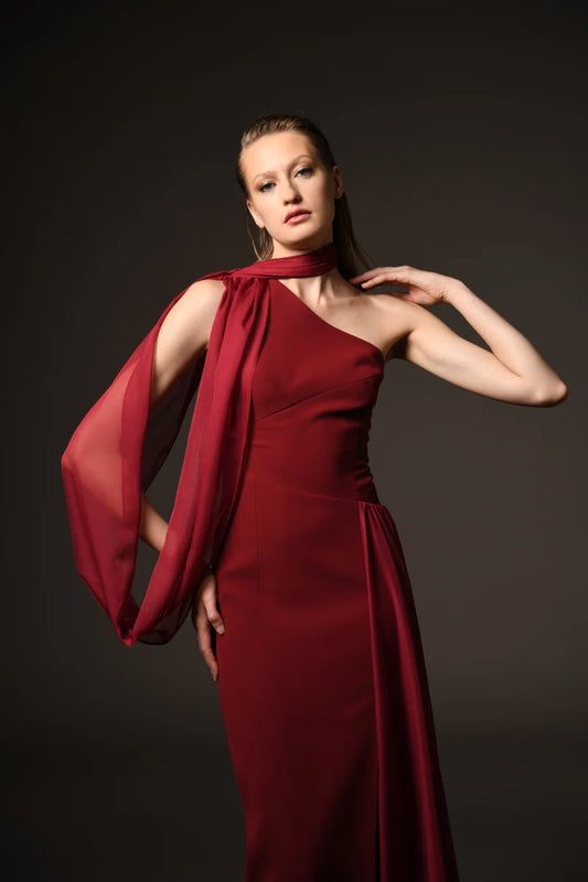 One-Shoulder Chiffon Dress