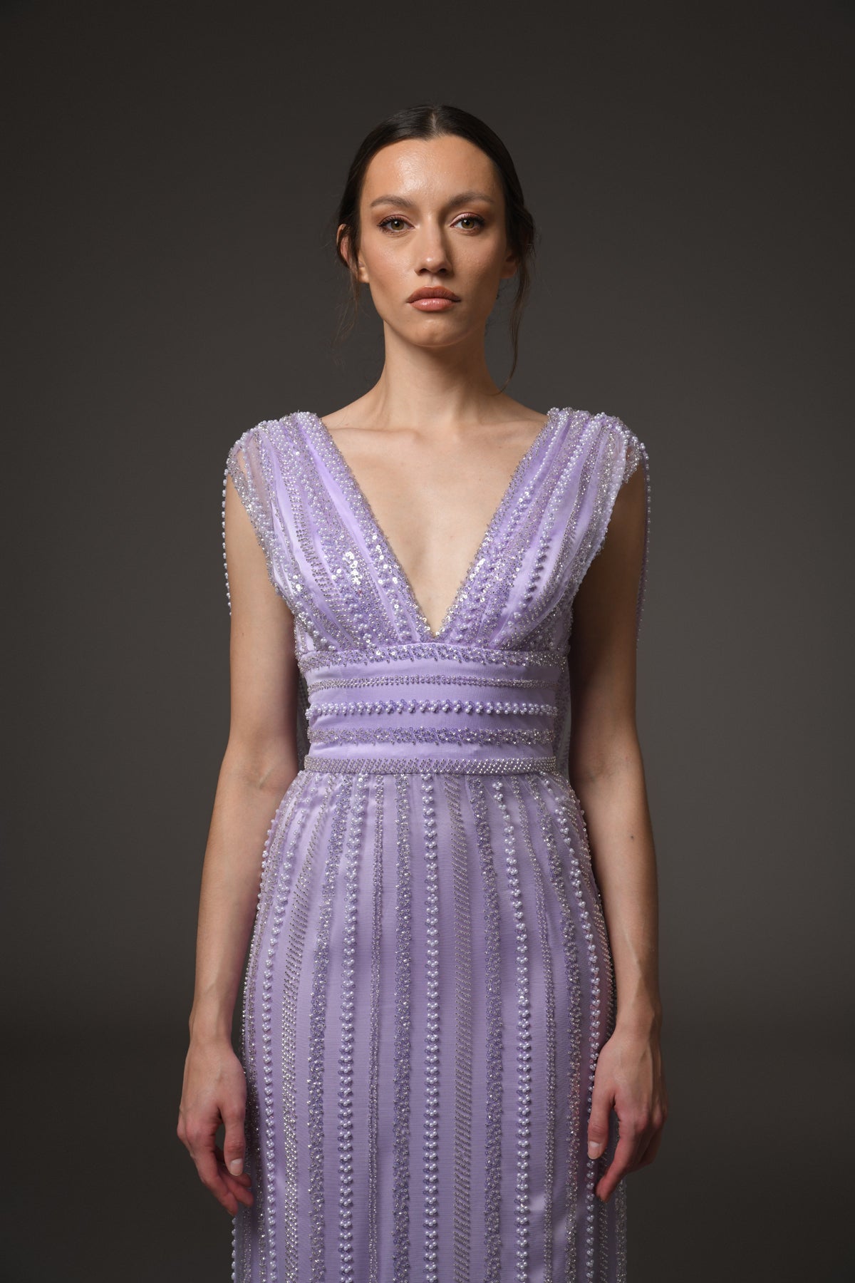 Lilac Tulle Embroidered Dress